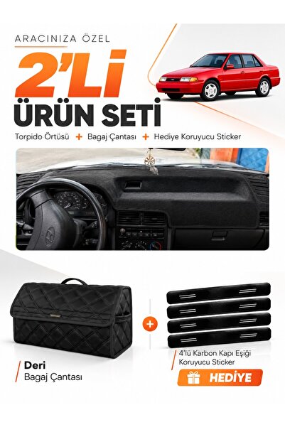 e-biz Hyundai Excel (1989-1994) Compatible Glove Box Cover + Leather Trunk Ba...