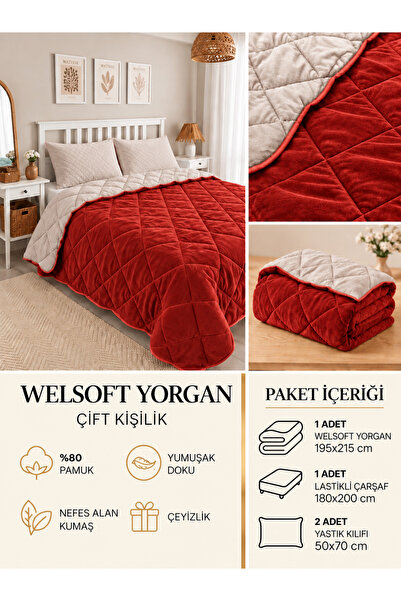 meressa home Çift Kişilik Welsoft Uyku Seti Peluş Yumuşak Çeyiz Seti 4 Parça ...