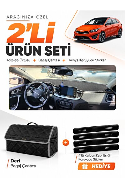 e-biz Kia Ceed (2020-2025) Compatible Torpedo Cover + Leather Luggage Bag + S...