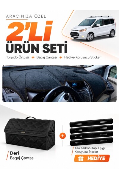 e-biz Ford Tourneo Connect (2013-2020) Compatible Dashboard Cover + Leather T...