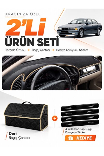 e-biz Bmw E36 (1990-2000) Compatible Glove Box Cover + Leather Trunk Bag + St...