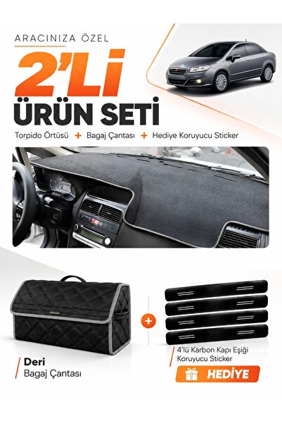e-biz Fiat Linea (2007-2015) Compatible Dashboard Cover + Leather Trunk Bag +...