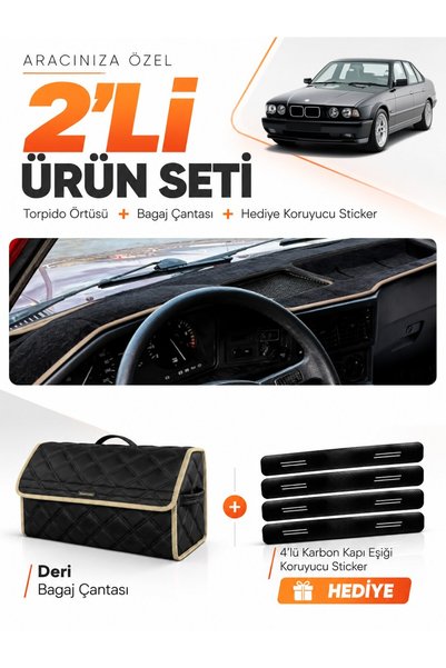 e-biz Dashboard Cover + Leather Trunk Bag + Sticker Set Compatible with Bmw E...