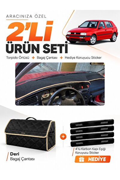 e-biz Volkswagen Golf 3 (1991-1997) Compatible Glove Box Cover + Leather Trun...
