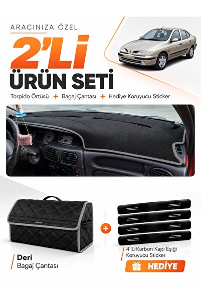 e-biz Renault Megane 1 (1995-2003) Compatible Glove Box Cover + Leather Trunk...