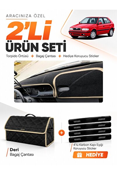 e-biz Skoda Felicia (1994-2001) Compatible Dashboard Cover + Leather Trunk Ba...
