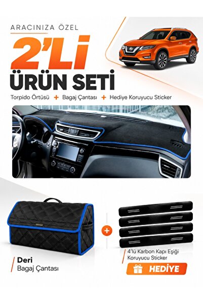 e-biz Nissan X-Trail (2013-2020) Compatible Glove Box Cover + Leather Trunk B...