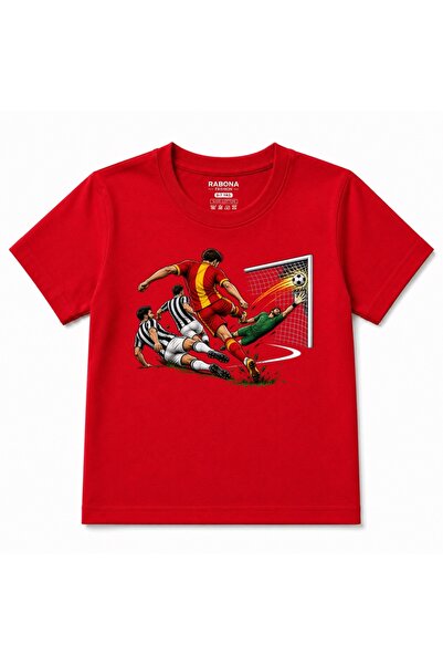 Rabona Fashion Tricou pentru copii cu design de acțiune de fotbal în fața poșei