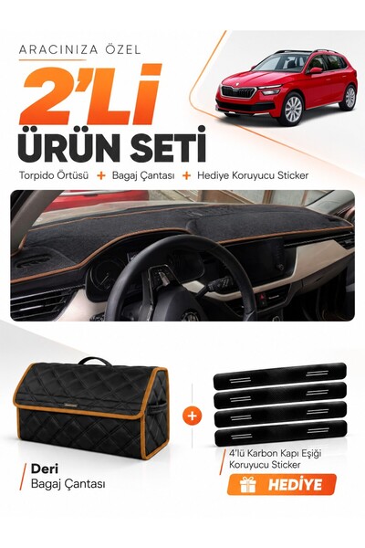 e-biz Skoda Kamiq (2020-2025) Compatible Dashboard Cover + Leather Trunk Bag ...