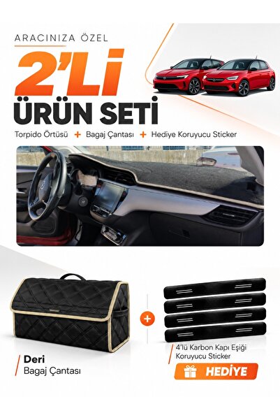 e-biz Opel Corsa F (2019-2026) Compatible Glove Box Cover + Leather Trunk Bag...