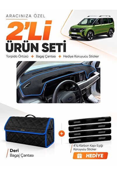e-biz Ford Courier (2024-2027) Compatible Glove Box Cover + Leather Luggage B...