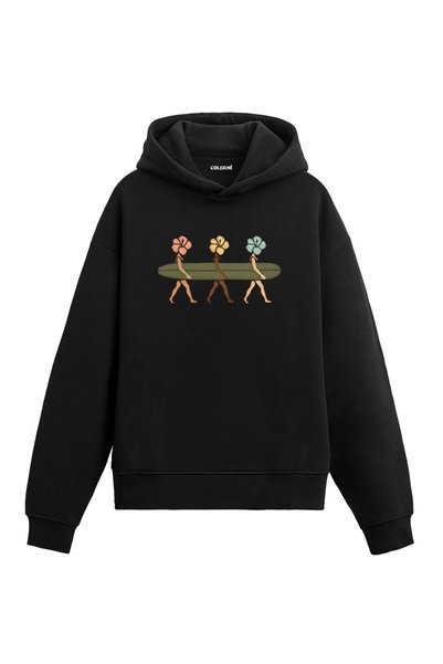 Colermi Flower Head Surfers Design Hooded Sweatshirt