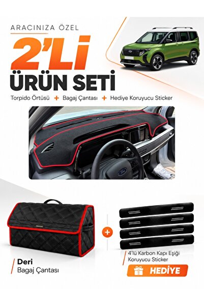 e-biz Ford Courier (2024-2027) Compatible Glove Box Cover + Leather Luggage B...