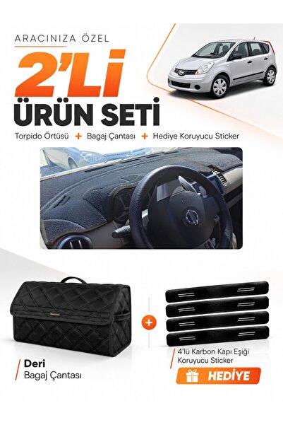 e-biz Nissan Note E11 (2005-2009) Compatible Torpedo Cover + Leather Trunk Ba...