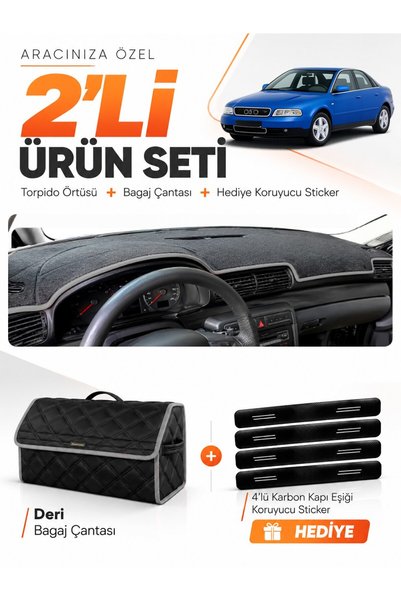 e-biz Glove Box Cover + Leather Trunk Bag + Sticker Set Compatible with Audi ...