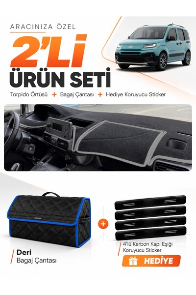 e-biz Fi̇at Doblo (2023-2026) Compatible Glove Box Cover + Leather Trunk Bag ...