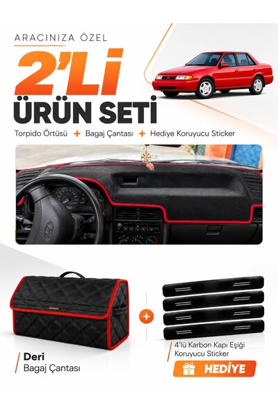 e-biz Hyundai Excel (1989-1994) Compatible Glove Box Cover + Leather Trunk Ba...