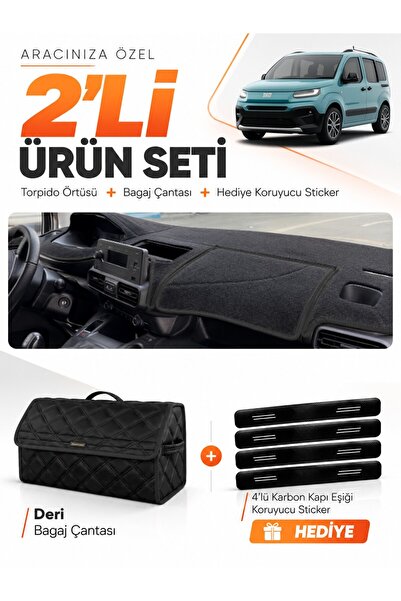 e-biz Fi̇at Doblo (2023-2026) Compatible Glove Box Cover + Leather Trunk Bag ...