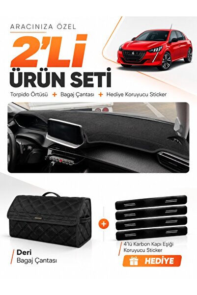 e-biz Peugeot 208 (2020-2024) Compatible Dashboard Cover + Leather Trunk Bag ...