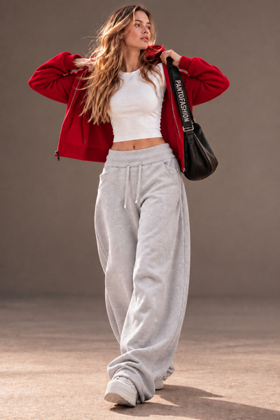 pantofashion KIVRIK BELLİ ŞARDONLU BARREL FİT EŞOFMAN-PANTOLON