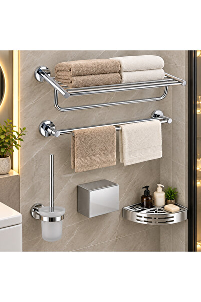 SANITEXPERT Set premium de accesorii pentru baie, 5 piese, din oțel inoxidabi...