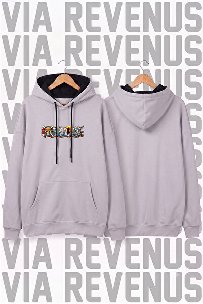 Vordevia Hanorac unisex cu glugă, imprimat cu model One Piece, croială largă ...