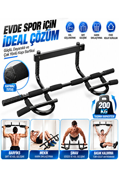 Tisul MFT09 Kapı Üstü Barfiks Demiri Çok Fonksiyonlu Şınav Mekik Dips Pull Up Ev Tipi Spor Aleti