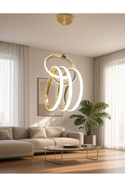 auraa aydınlatma İmza Büyük Modern Ledli Avize 3 Renk Power Ledli Gold Kaplam...