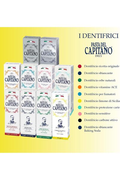 PASTA DEL CAPITANO 1905 , Lemon Toothpaste from Sicily, Keeps Gums Healthy and Fights Bad Breath, Contains Organic Lemon Extracts, 100% Made in Italy, 75 ml Tube