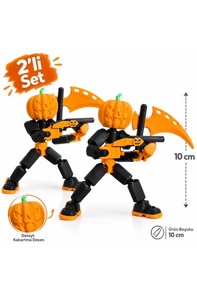 MD Design 3D Baskı Robot Oynar Eklemli Figür – Halloween Balkabağı Temalı Rob...