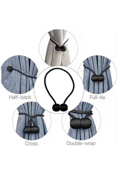 SyaMAG Snur decorativ pentru fixare perdea, sistem de inchidere cu magneti, textil, 40 cm