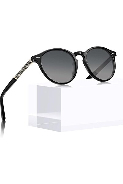 CARFIA Retro Acetate Round Womens Sunglasses Polarized UV Protection, Small F...