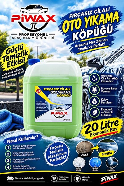PİWAX OTO MARKET Piwax Fırçasız Oto Şampuanı Cilalı Yoğun Köpük 20 lt