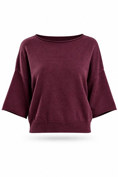 5in1Canpolat Plum Boat Neck Knitwear 0004