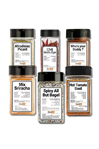 Spicehub Set condimente picante SpiceHub, 6 mixuri de condimente naturale pen...