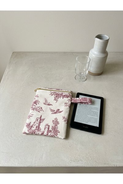 Ayşenin Atölyesi Fuşya Fransız köylü Kindle kılıfı 20x15 cm