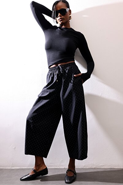 5in1Canpolat Black Stone Barrel Pants 51470