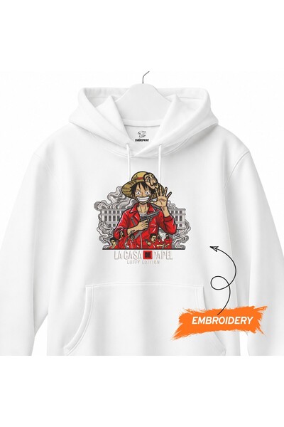 KEYFHOME Luffy One Piece La Casa De Papel Anime Κεντημένο Φούτερ με Κουκούλα ...