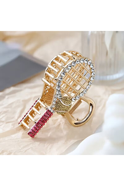 GÜLPEŞE Crystal Stone Gold Tennis Racket Buckle Special Design Latch Buckle N...