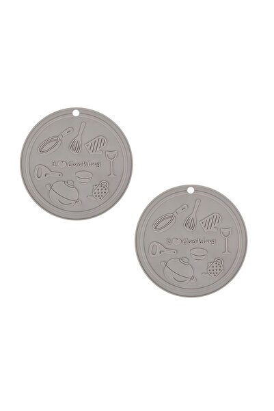 OEM Set de 2 bucăți, suport de oală din silicon, 15,5 cm, rotund, gri