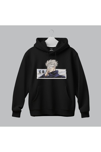 KEYFHOME Gojo Satoru Jujutsu Kaisen Anime Embroidered Hooded Sweatshirt Unise...