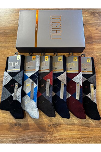 Aytuğ Men's Organic Cotton Seamless Comfortable Plaid Pattern Socks 6-Pack
