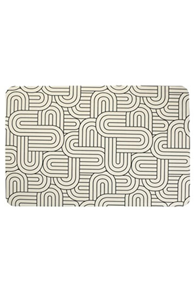 OEM Covoras Baie Ecru negru cu Model Geometric Abstract Super Absorbant 60x40cm