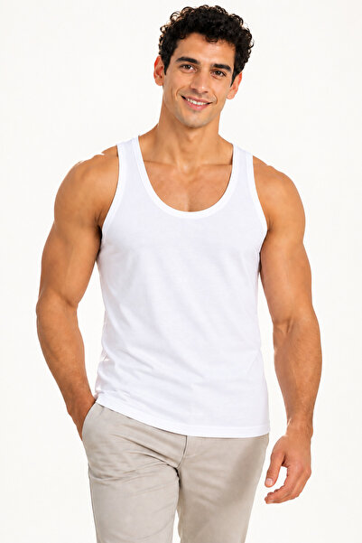 fevien Men's Cotton Thick Strap U-Neck Comfortable Cut Daily Basic Sports Und...