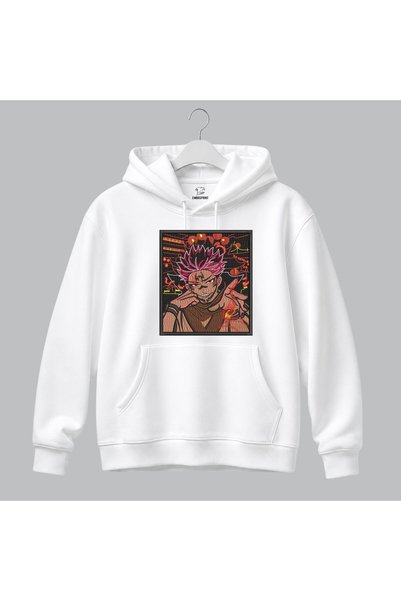 KEYFHOME Ryomen Sukuna Jujutsu Kaisen Anime Κεντημένο Φούτερ με Κουκούλα Unis...