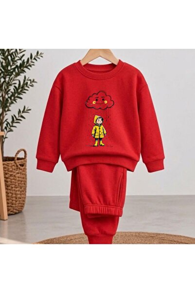 playwear Team Sweatshirt Rain Cloud Printed Girls Boys Crew Neck