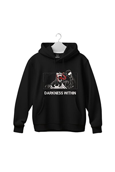 KEYFHOME Hanorac unisex cu glugă și broderie Venom Darkness Within