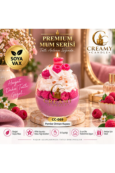 pembe orman kupası Premium Dekoratif Kokulu Mum