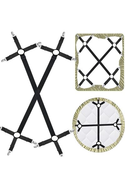 TERRIFI Bed Sheet Straps for Corners, Adjustable Elastic Sheet Grippers, Heav...