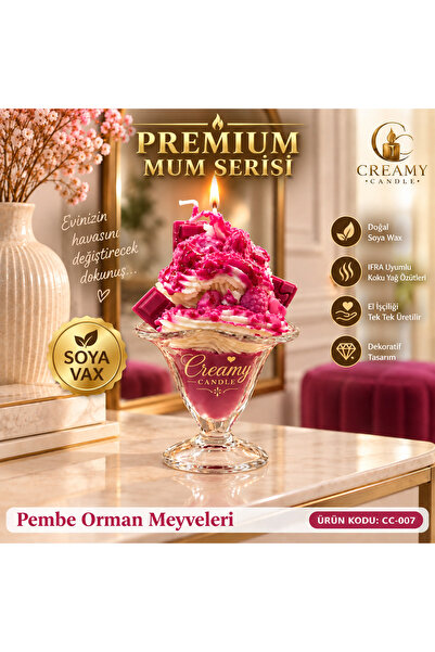 Pembe Orman Meyveleri Premium Dekoratif Kokulu Mum